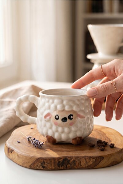 sharp&art Kuzucuk Ceramic Cup-Mug, with Embossed Pattern and Handmade, Availa...
