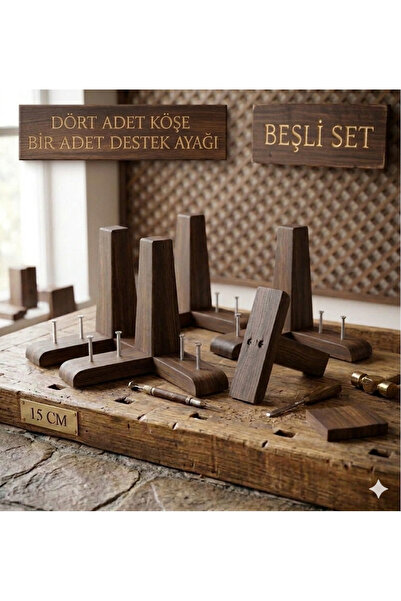LEGORA WOOD DESİNG Set de 5 picioare de mobilier din lemn brut de 15 cm, pici...