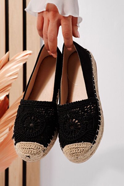 Zaira Espadrile dama negre din piele ecologica intoarsa Emma #24542