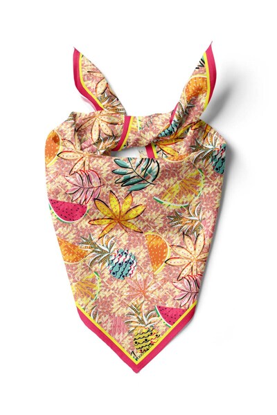 Modabutik Z44 Violla Ananas Karpuz Desenli Bandana