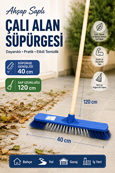 VENON Set 🌲 Ahşap Sap 🌲Sert Çalı Fırçası 40 cm İnşaat Artıkları Çalı Yaprak...