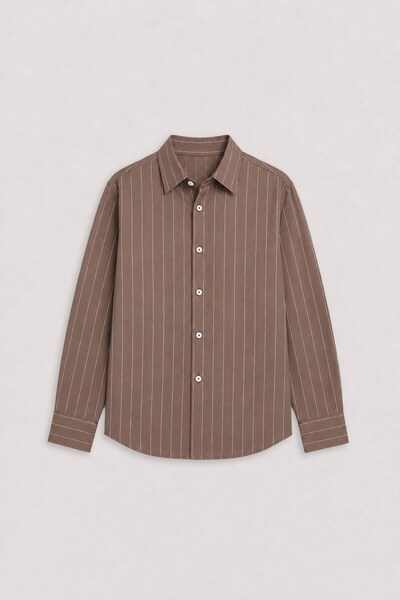 Antioch Brown Modal Blend Striped Men's Shirt