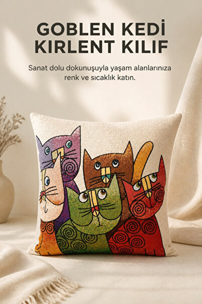 KIRLENT EV Tapestry Cat Throw Pillow Case