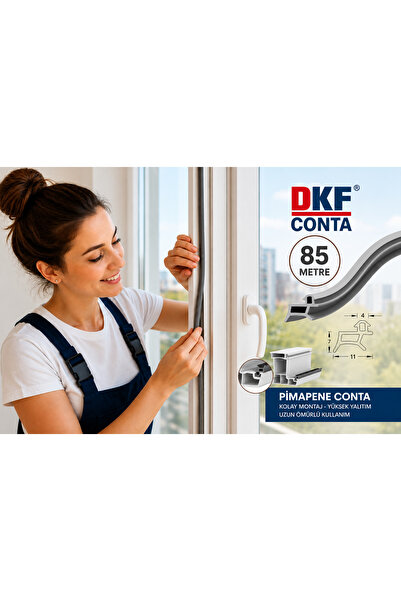 DKF CONTA Γκρι φλάντζα πόρτας και παραθύρου PVC 85 μέτρα Φλάντζα επισκευής φυ...