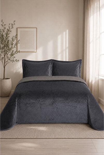 Bikaya Home طقم مفرش سرير مزدوج مخمل فاخر وفخم (3 قطع) - 240×260 سم - مع حقيب...