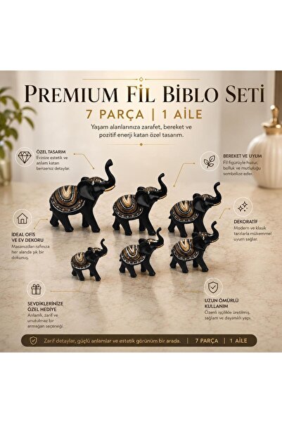 e-life shop Feng Shui 7li Fil Biblo Seti Şans Bereket Dekoratif Ev Ofis Konso...