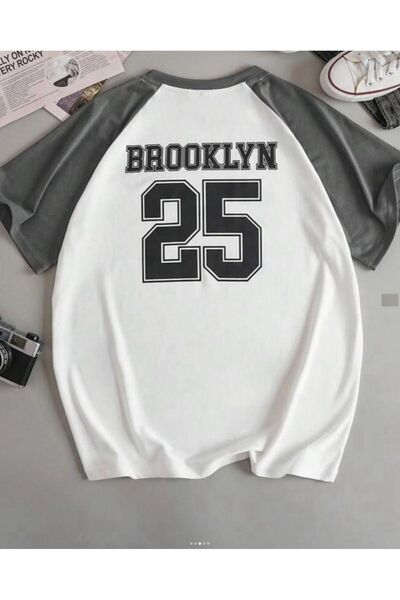 Tarzsokak Siyah Oversize Çift Renk Brooklyn Baskılı Unisex Tshirt