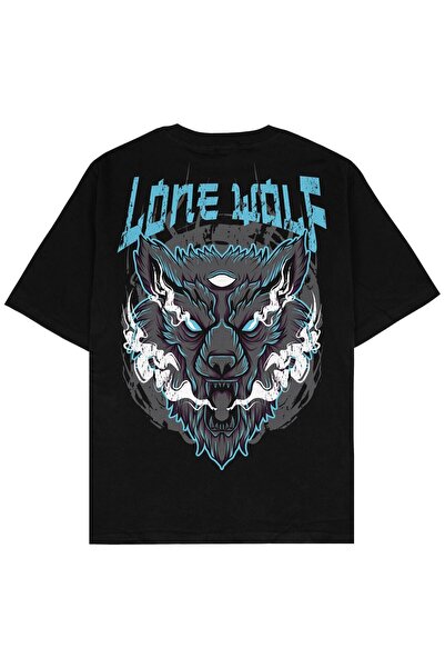 Adrift Lone Wolf Black Oversize Unisex T-shirt