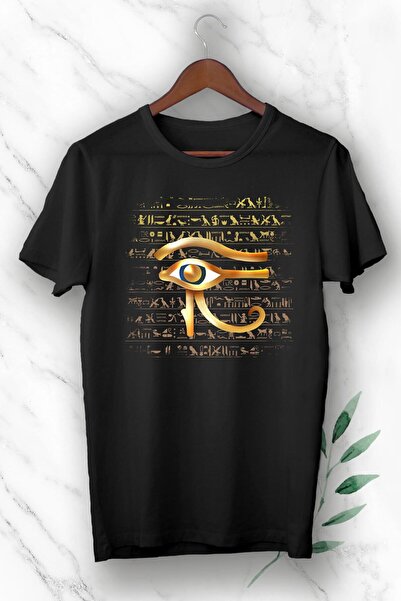 perseusshopping Unisex Μαύρο Αρχαία Αίγυπτος Eye of Horus εμπριμέ μπλουζάκι