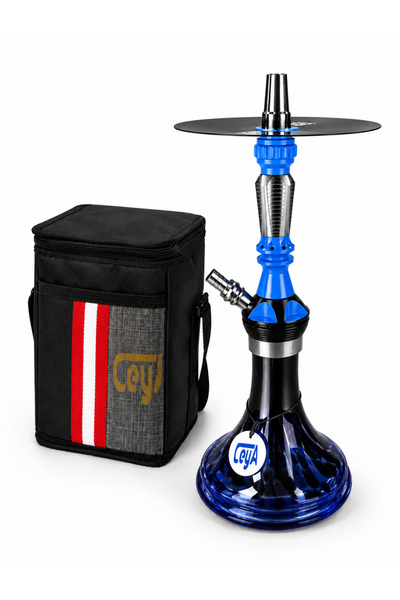 CEYA NARGİLE REGAL Mavi Nargile Takımı 37 Cm Çantalı Lüleli Silikon Marpuç He...