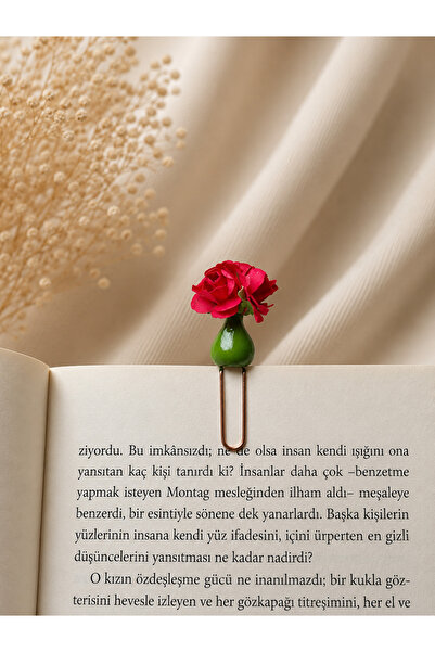 Güsvent Design Co El Yapımı Çiçekli Vazo Kitap Ayracı