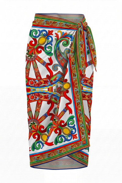 AQUABERRY Royal Mosaic Patterned Beach Pareo - Shiny Fabric That Doesn'T Show...