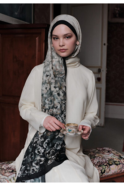 Freshscarfs Pearlie Patterned Cotton Viscose Shawl Dark Green