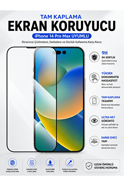 Powerfox iPhone 14 Pro Max Uyumlu Premium Kalite Toz Filtreli Tam Kaplayan An...
