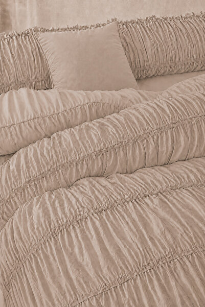 Ricco Lifes Drawstring Single Cappuccino Cotton Duvet Cover Set (Without Sheet)