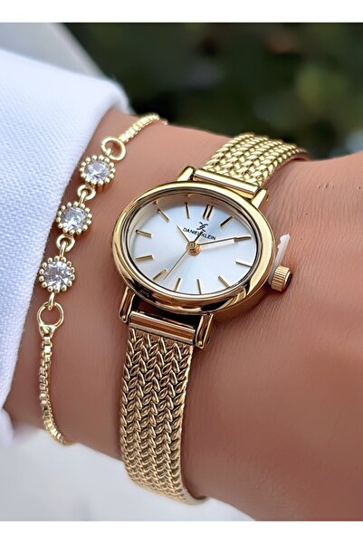 Daniel Klein Original Women's Wristwatch Oval Case Gold Color Bracelet Gift