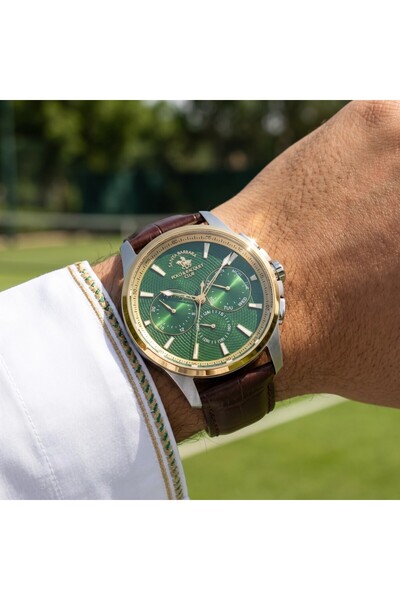 Santa Barbara Polo & Racquet Club ساعة ليجند براون جلد أصلي للرجال SB.1.10652-5
