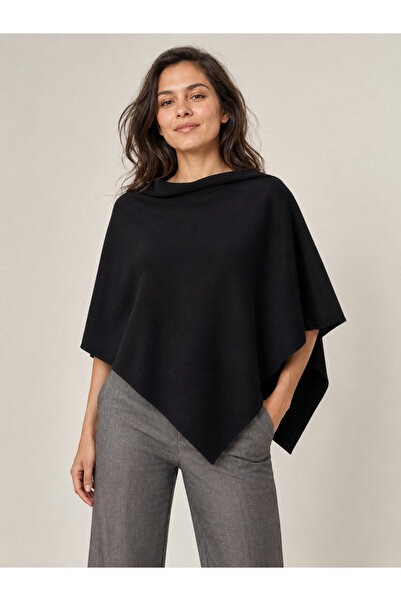 Sebir Moda Asymmetrical Cut Knitwear Acrylic Poncho