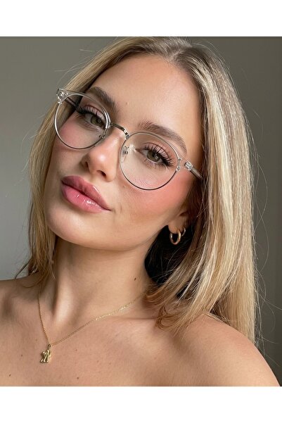funeyes Transparent Metal Round Unisex Metal Round Acetate Handle Glasses wit...
