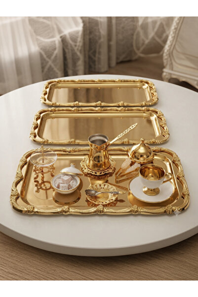 Elzemm store 3 ADET GOLD RENK BÜYÜK DİKDÖRTGEN ÇERÇEVELİ MODEL SERVİS VE SUNU...