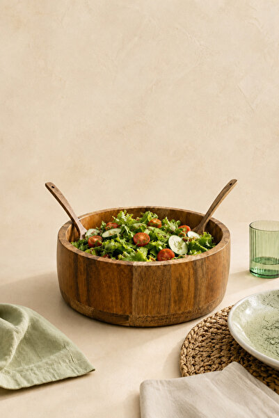 KaiHome Acacia Cylinder Bowl (Large) 25 cm