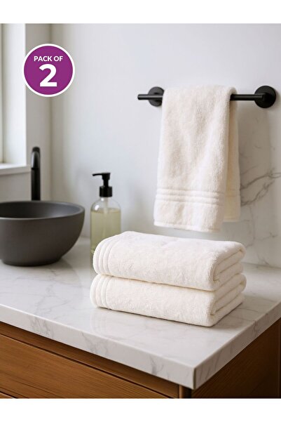 Donetella Pack of 2 Hand Towels 50x90 cm – 330 GSM Microfiber, Soft, Absorben...