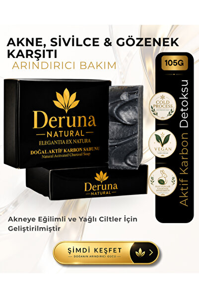 DERUNA NATURAL Activated Carbon Soap |   Anti-Blackhead Detox Care |   Cold P...