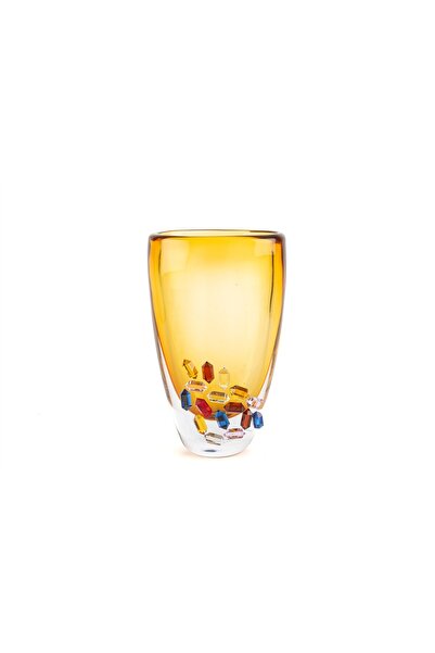 Mikasa Moor Crystal Amber Glass Vase 13X17X30Cm