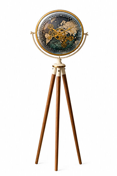 Evdeki Mağaza Evdeki-Krem-Gold Çarklı Tripod Saat