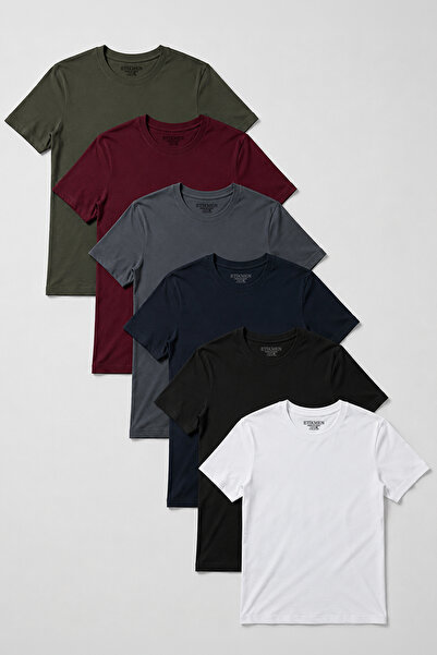 Etikmen 6-Pack Premium 100% Organic Cotton Basic Slimfit White-Khaki-Black-Na...