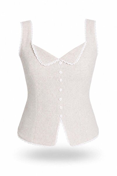 5in1Canpolat Naturel Lilya Linen Dantelli Büstiyer