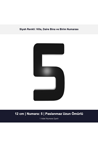 Demiraslan Ticaret 12 cm Boyutunda No: 5 Siyah Epoksi Kendinden Yapışkanlı Vi...