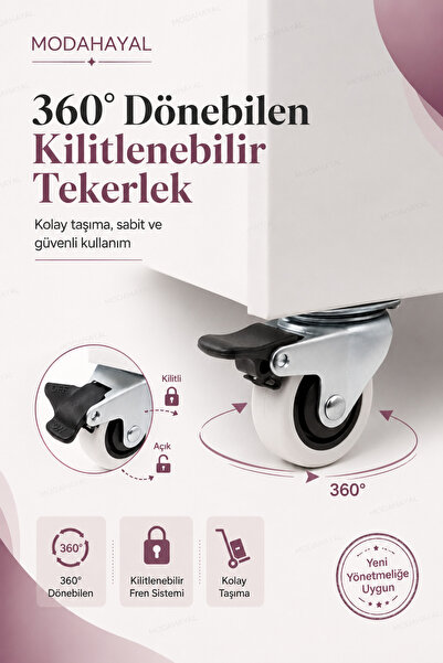 Moda Hayal Mobil Lavabo Seyyar Lavabo Yeni Yönetmeliğe Uygun Model Şarjlı Elektronik Musluklu Çift Su Hazneli 360° Tekerlekli Paslanmaz Evyeli