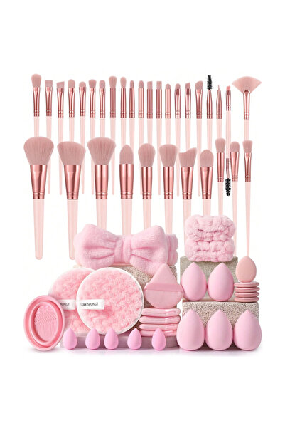Arabest 58Pcs Makeup Brush Set with Sponges, Puffs, Headband, Cleansing Pad, ...