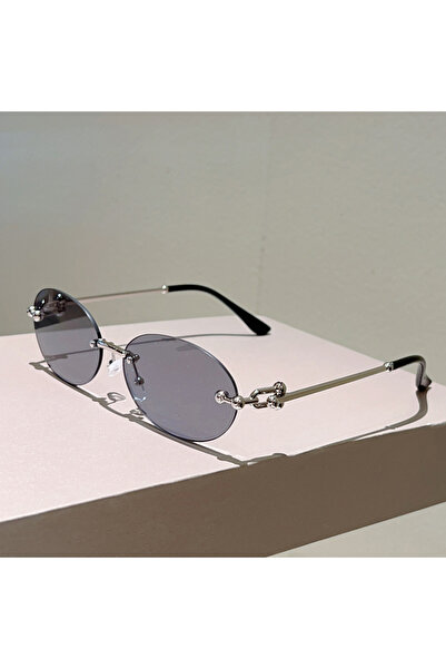 Choice6 without case silvery-black KAMMPT Rimless Oval Sunglasses Women 2025 ...