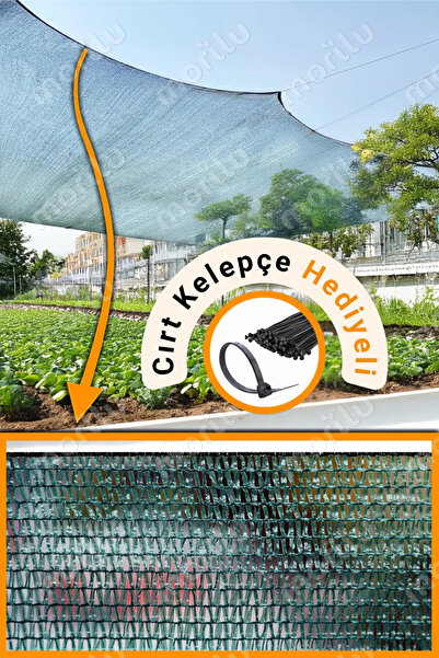Morilu %55lik Gölgelik YEŞİL FİLE Perde - OVERLOKLU - Jüt Sera Gölgeliği - Bi...