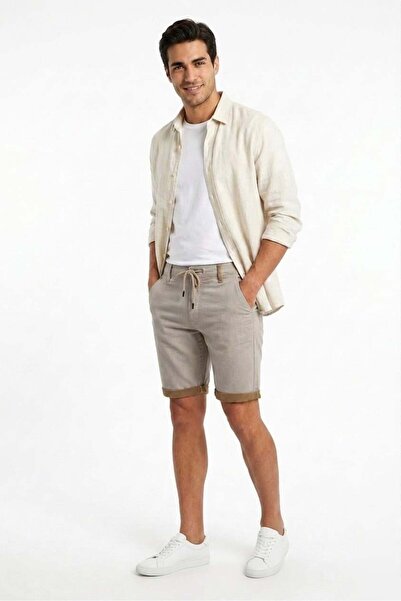 Uki BEJ Comfort Fit Bermuda Şort