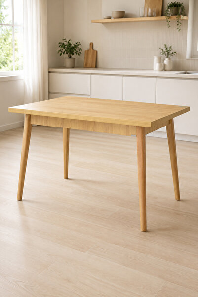 VİLİNZE Avanos Sabit Naturel Ahşap Mdf Mutfak Masası - 70x120 Cm