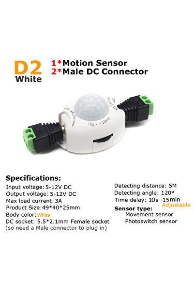 MJJC Sensor 2 Green DC 12V Motion Sensor Light Switch 5V DC Activated Timer A...