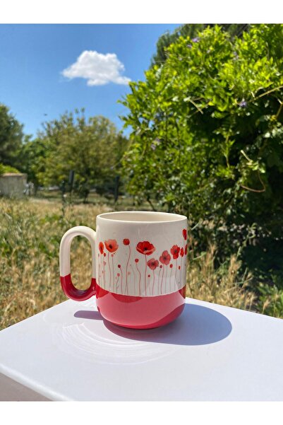 Junno Gift Poppy Bliss Kırmızı Gelincik Desenli Pro Kahve Fincanı