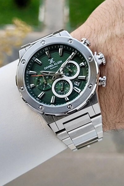 Daniel Klein Dial Green Band Silver Color Inner Indicators Active Men's Wrist...