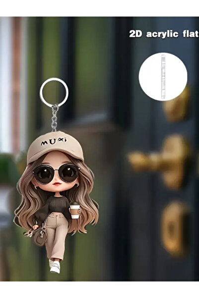 Choice سلسلة مفاتيح أكريليك لطيفة على شكل فتاة، مسطحة ثنائية الأبعاد، هدية لل...