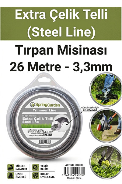KL HOME 3.30 mm / Extra Çelik Telli BAHÇE ÇİM OT TIRPAN MİSİNASI