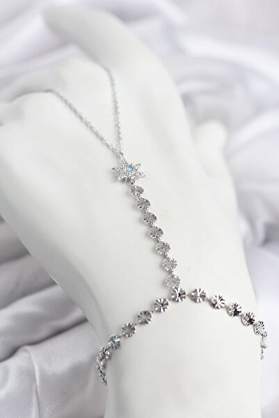 Inure Jewelry نموذج نجم القطب بلون فضي مع تفاصيل من حجر النحاس الأزرق طراز شا...