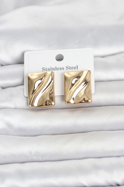 Inure Jewelry 316L Steel Gold Color Plate Model Women's Earrings