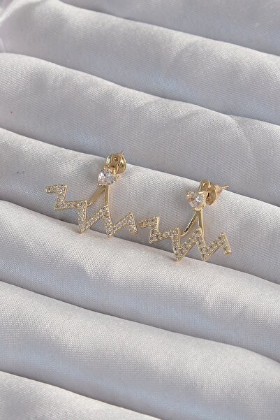 Inure Jewelry أقراط متعرجة من حجر الزركون بلون ذهبي نحاسي