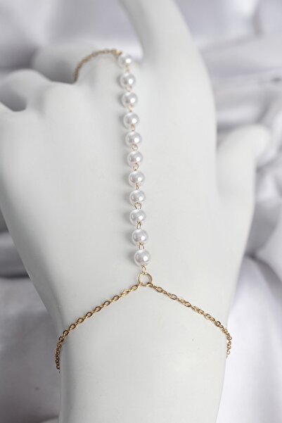 Inure Jewelry 316L Steel Gold Color Row of Pearls Model Women's Shahmeran