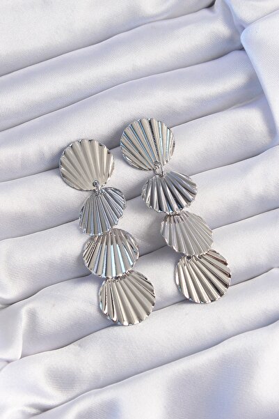Inure Jewelry النحاس الفضة اللون صدف نموذج تتدلى الأقراط