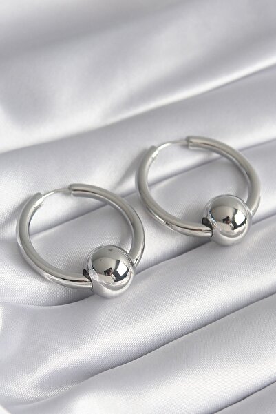 Inure Jewelry النحاس الفضة اللون هوب الكرة نموذج أقراط نسائية