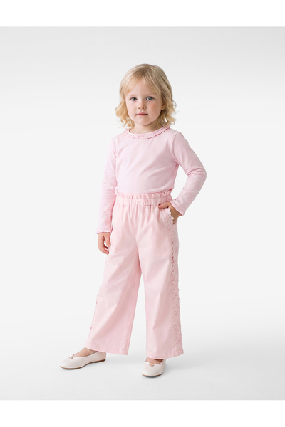 Koton Floral Lace Detailed Poplin Wide Leg Trousers